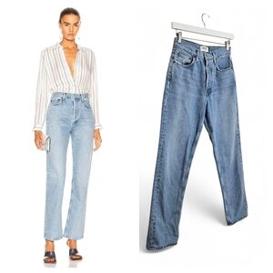 AGOLDE Lana Straight Jeans Rigid Denim Light Wash Button Fly Size 24